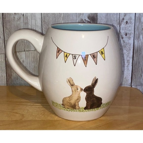 Rae Dunn Artisan Collection Ceramic Happy Easter Bunny Banner Coffee Tea Mug - Picture 3 of 6